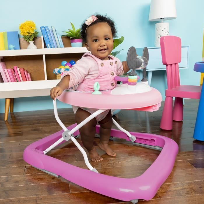 DISNEY BABY - MINNIE - 2-i-1 Konvertibel och Hopfällbar Gåstol för Flickor med Inbyggd Avtagbar Aktivitetsleksak, Babypresent