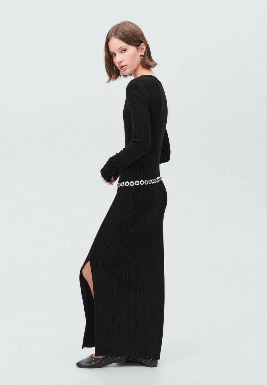 Mango Kids TEEN MET ZIJSPLIT - Maxi-jurk - zwart
