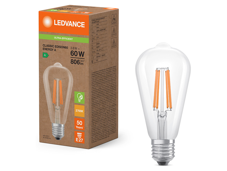 Żarówka dekoracyjna LED Edison E27 3,8W z ciepłą barwą światła