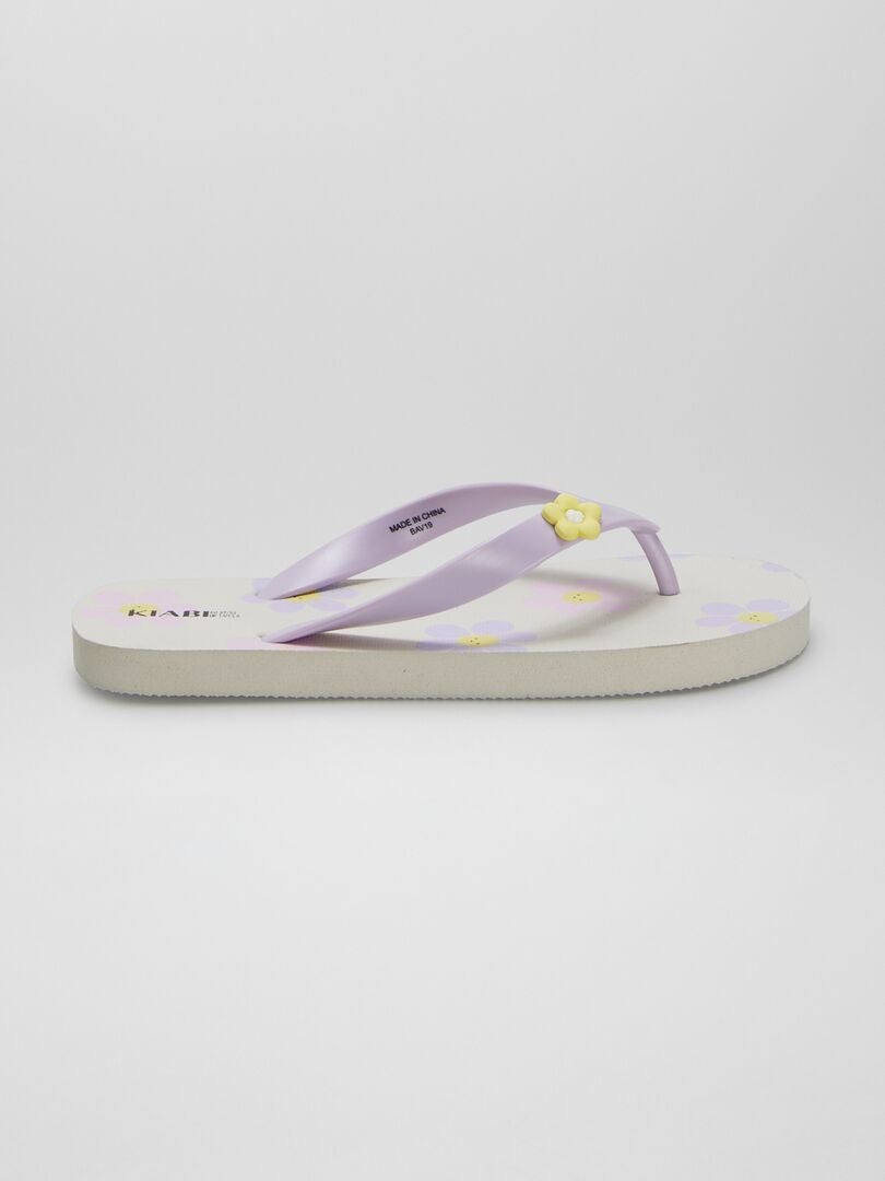 Bloemen teenslippers - BEIGE