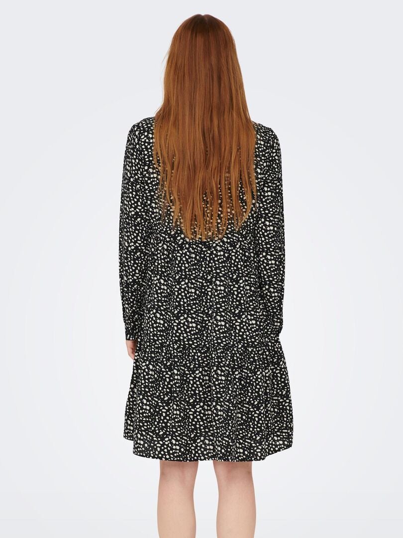 Vestido camisero corto con estampado de leopardo 'JDY' - NEGRO