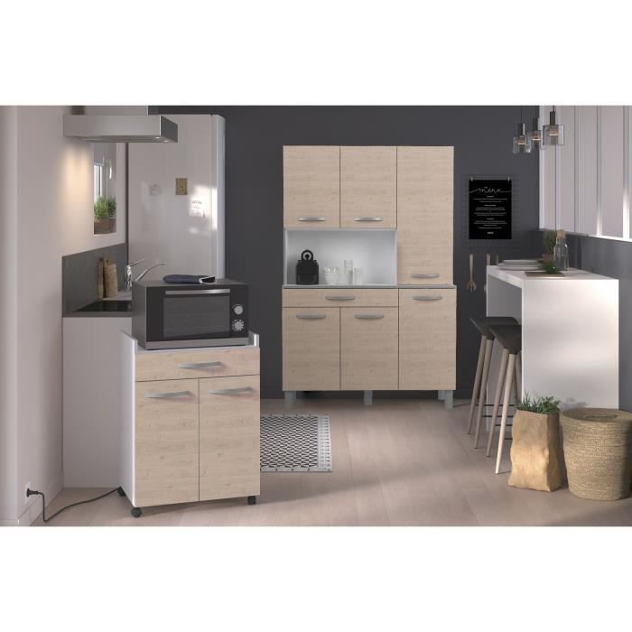 OSLO Buffet de 120 cm - 1 Tiroir et 6 Portes - L 120 x P 40 x H 185 cm - Coloris Chêne