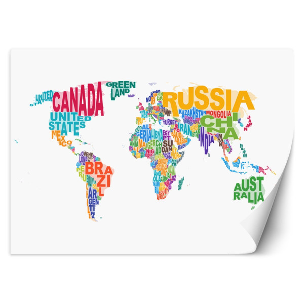 Feeby Fototapeta, Mapa świata kolorowe napisy 150x105