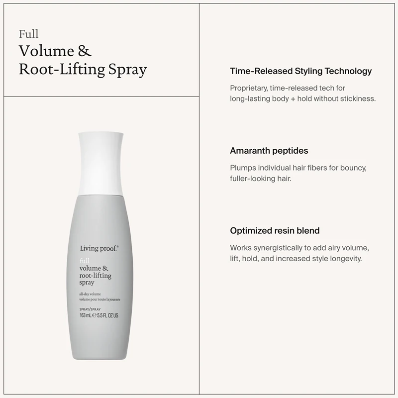 Spray de volume total da Living Proof para dar volume ao seu cabelo.