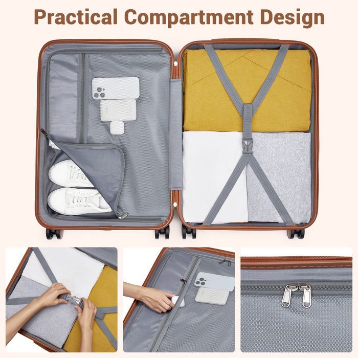 Maleta de viaje grande Kono de 76,5 x 50,5 x 29 cm, ABS+PC, carcasa rígida, 4 ruedas y cerradura, carrito de viaje, 94 L, azul