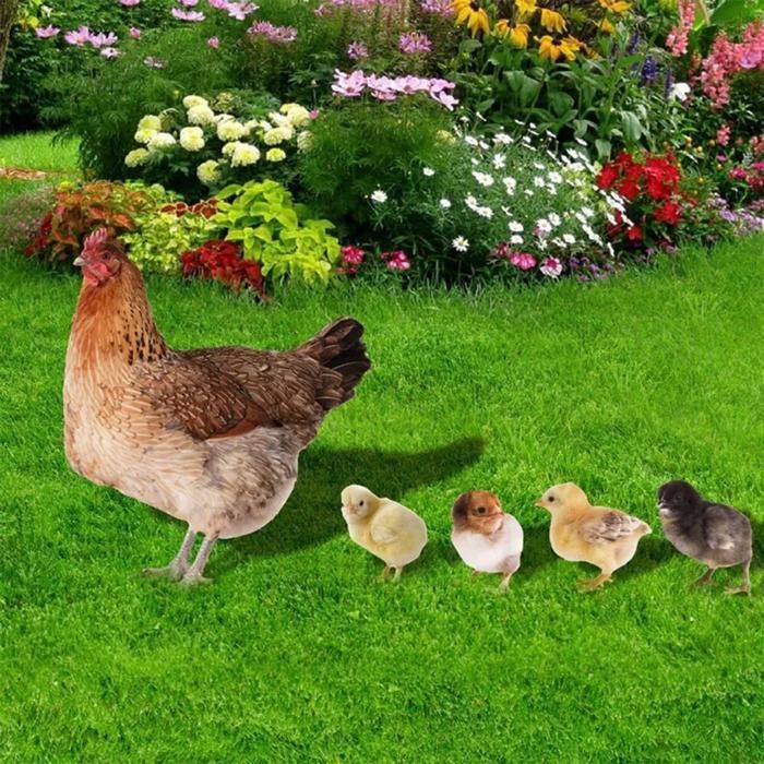 Decoración de jardín de 5 piezas con forma de gallina, figuritas divertidas, adorno de animales para exteriores YYV