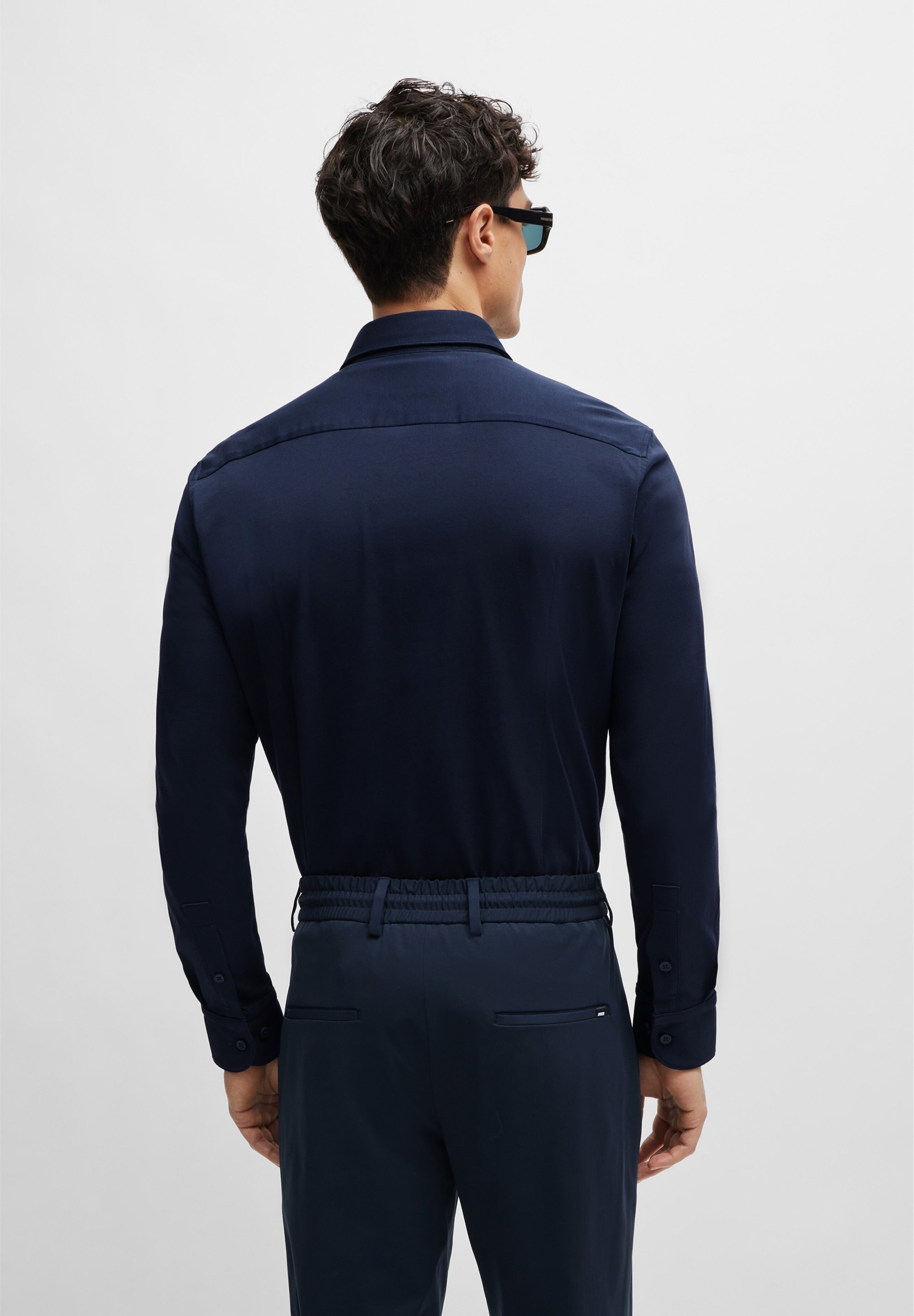 Camicia formale BOSS Slim Fit a maniche lunghe - blu scuro