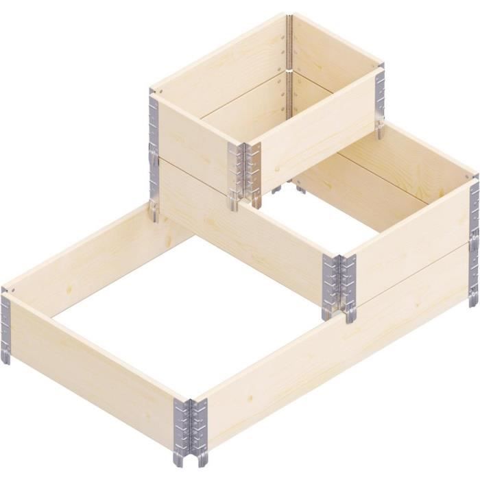 Carré potager - Stepped Bed - 120 x 80 x 58.5 cm - Bois de sapin et acier