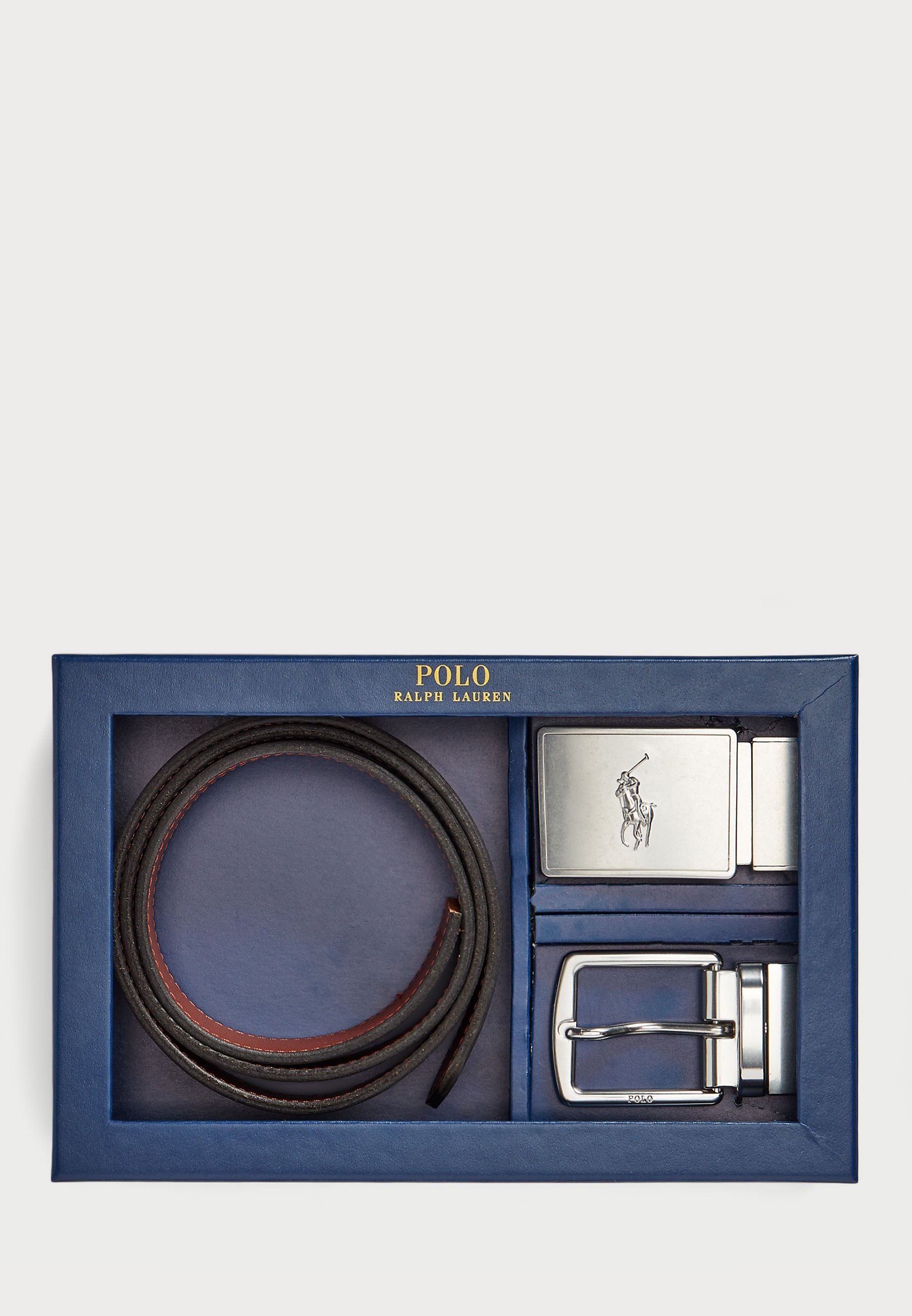 Polo Ralph Lauren Wendbarer Ledergürtel als Geschenkset - Businessgürtel - Schwarz/Sattelbraun