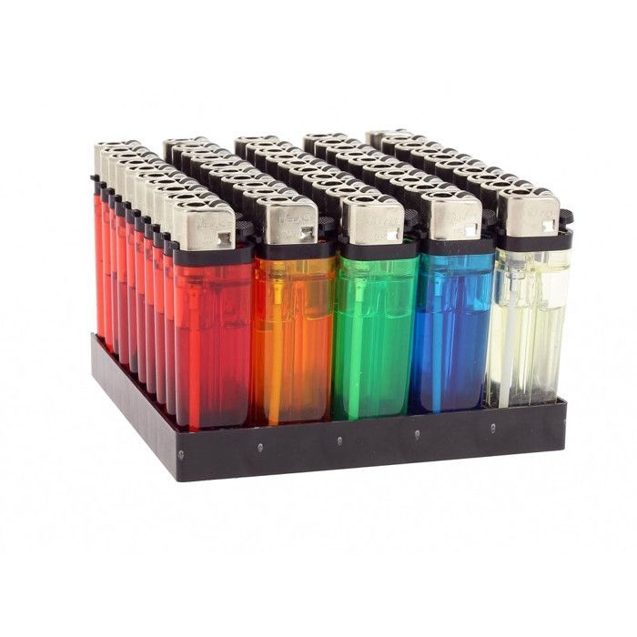50 encendedores de pedernal de colores translúcidos