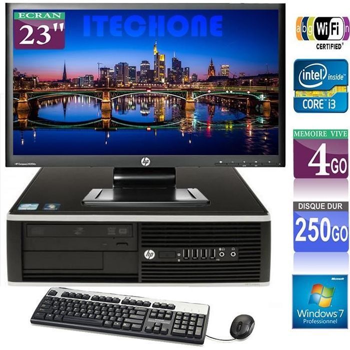 HP 6200 Pro desktop PC - Core i3 3.1 GHz - 4 GB RAM - 250 GB HDD - WIFI + HP LA2306X 23