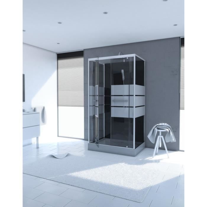 Mampara de ducha con puertas serigrafiadas - Gris - 110 x 80 x 235 cm