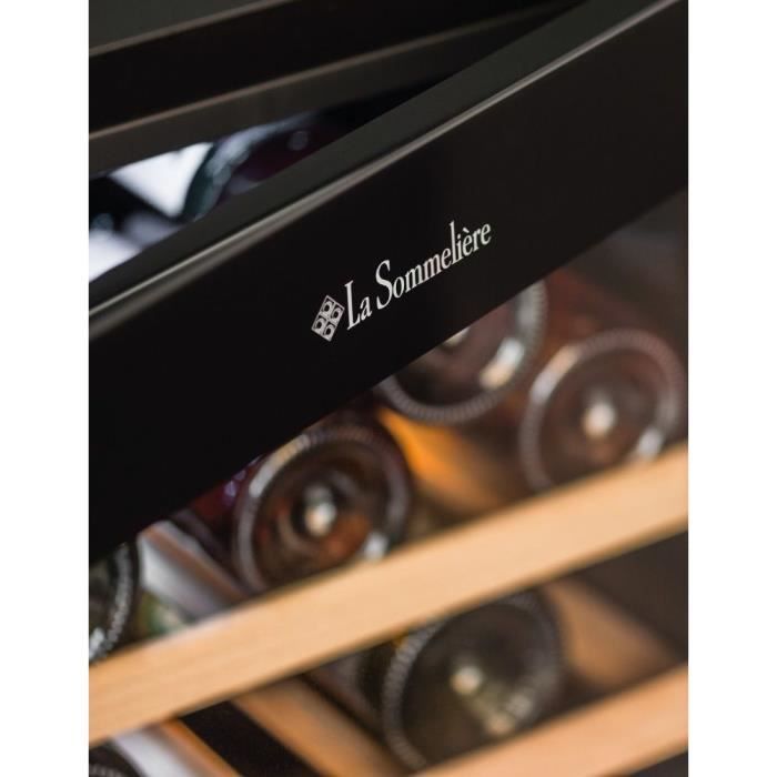 Cave à vin de service - LA SOMMELIERE - SLS45DZ - 45 bouteilles - Porte vitrée - Classe G - 49,5 x 58 x 84 cm - Noir