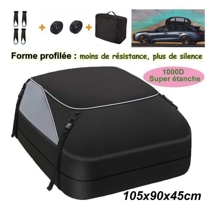 Bolsa de techo para coche - TOOLUCK - 425L - Tejido Oxford 1000D y PVC - Caja de techo blanda resistente a la intemperie para viajes