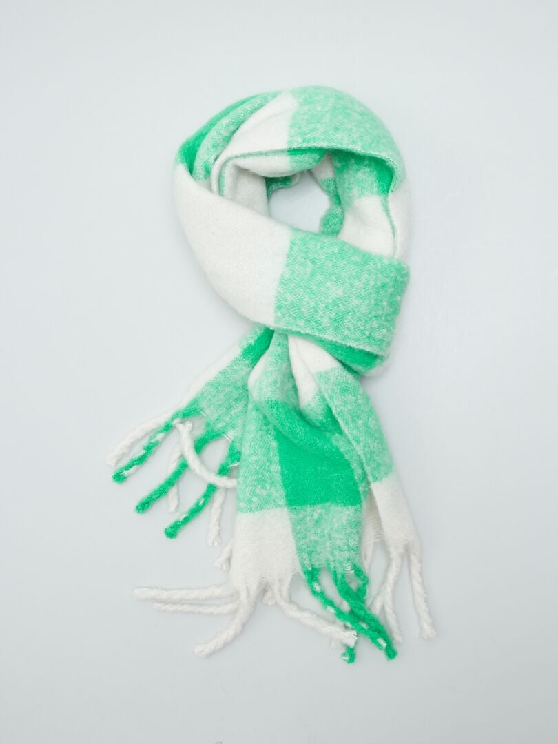 Geruite sjaal met franjes - GROEN