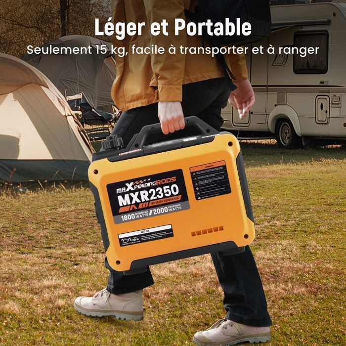 Groupe électrogène Inverter 2KW Essence générateur silencieux 230V portable camping