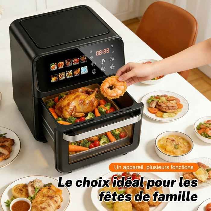 Airfryer 10L oil-free fryer with touchscreen, 10 programs, fast healthy cooking, 80-200°C