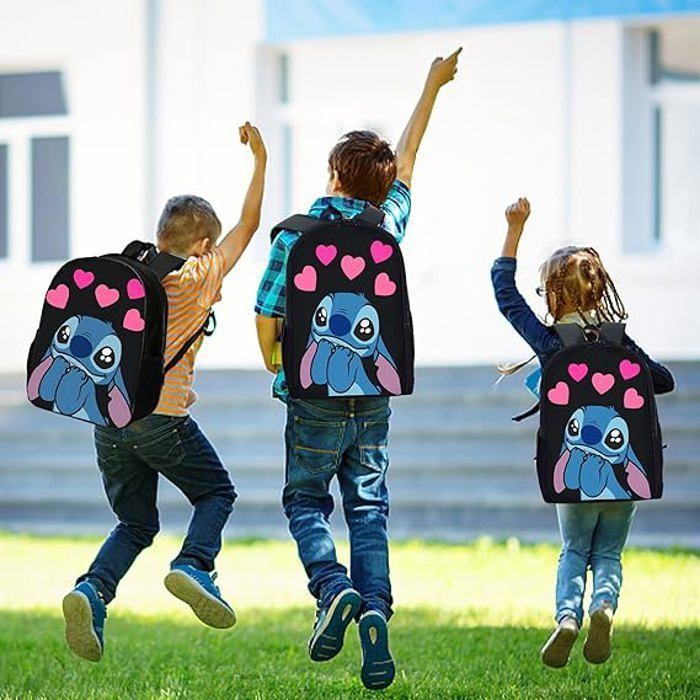 Lot de 3 Sacs pour Enfants - Trousse, Sac à dos et Sac à Bandoulière pour l’école - Pratiques et Tendance,Noir ,Taille Unique