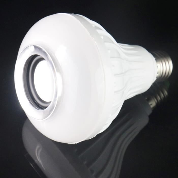 Lampadina intelligente con altoparlante Bluetooth, attacco E27, luce LED RGB con telecomando, colore blu.