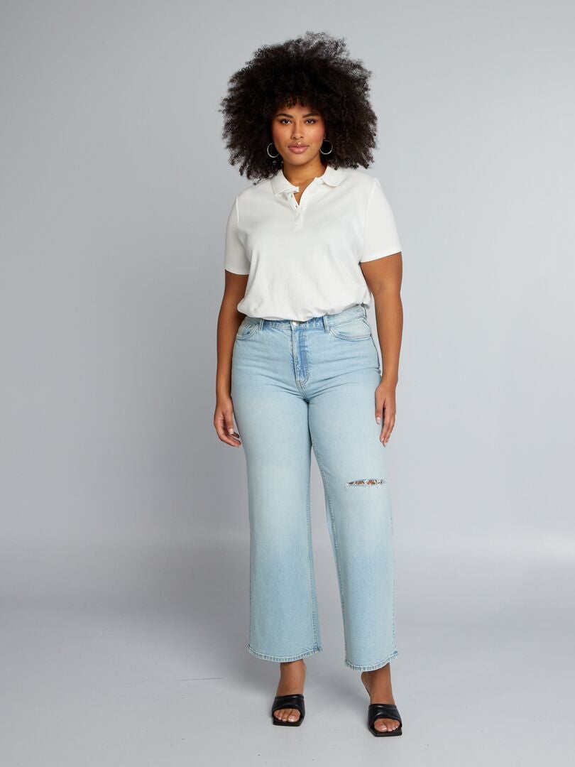 Calça jeans de perna larga - AZUL