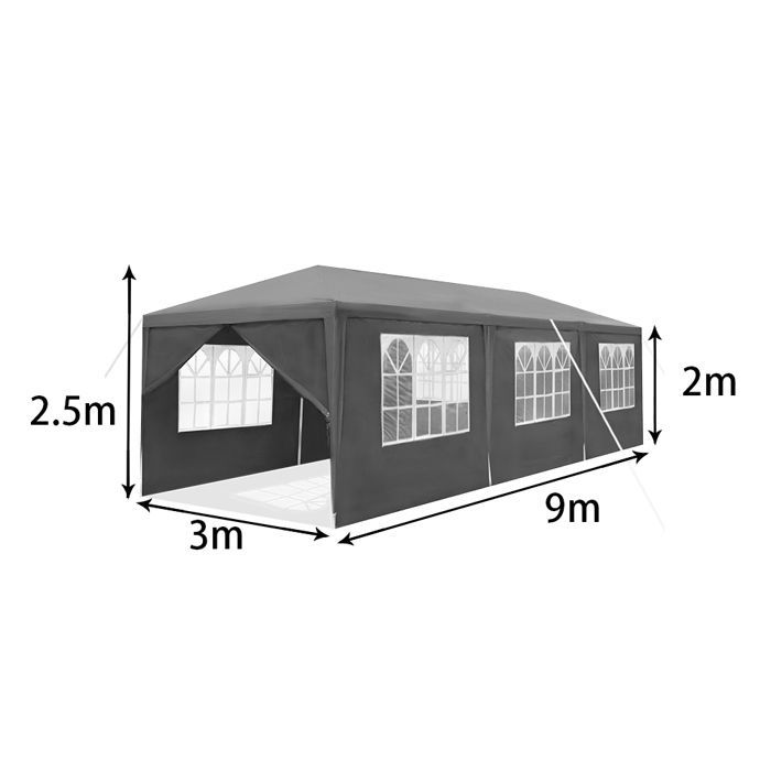 Tonnelle de jardin - XMTECH - 3x9m - Étanche - Autoportante - Pratique