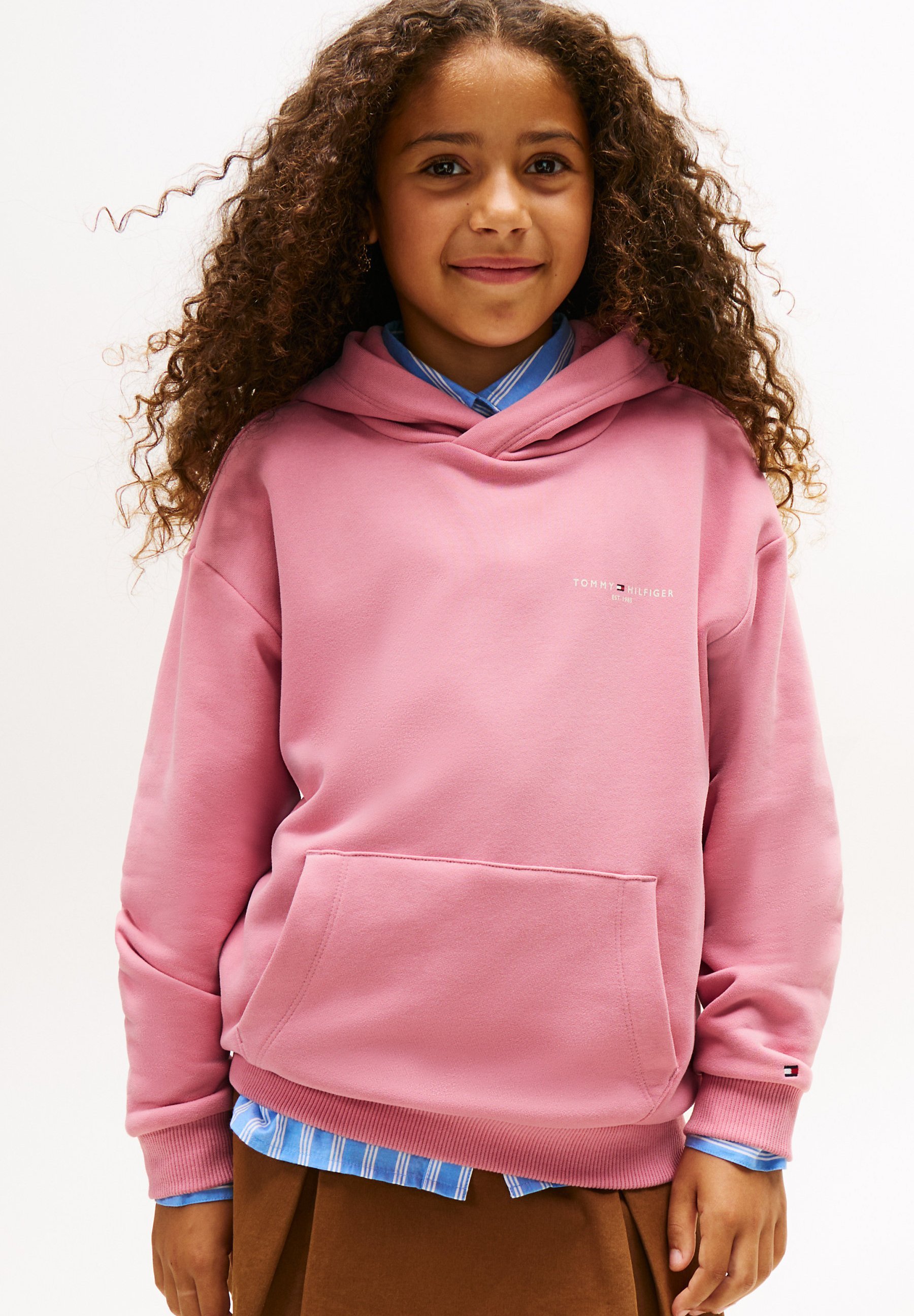 Sweat à capuche unisexe Tommy Hilfiger MINI CORP - rose mystique