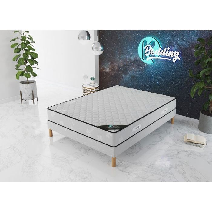 Base de cama + colchón MEDICALTEX 160x200 cm | Altura 20 cm | Espuma de poliuretano | 4 patas | Firmeza media