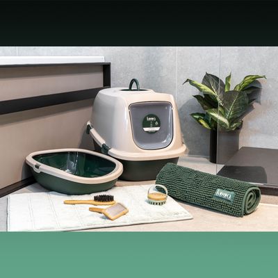 Bandeja de arena cubierta para gatos kooa - 90 % plástico reciclado