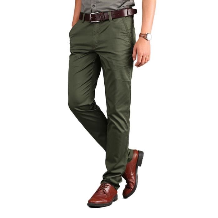 Pantalon Chino Coupe Droite Homme Grande Taille Casual - Vert militaire - INSFITY