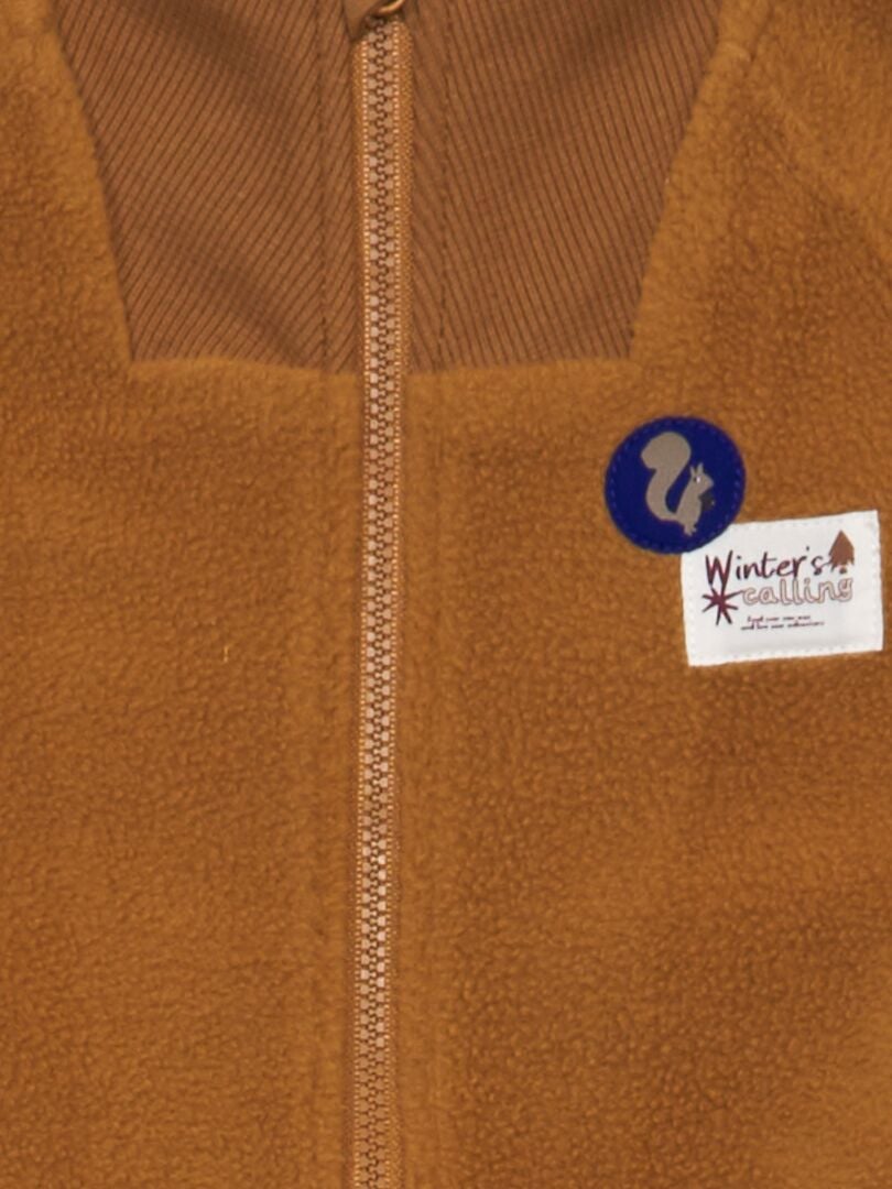 Sherpa hoodie met rits - BRUIN