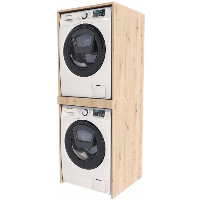 Armoire Lave-Linge et Sèche-Linge - Pratique - 66x183,6x69,6 cm - Blanc
