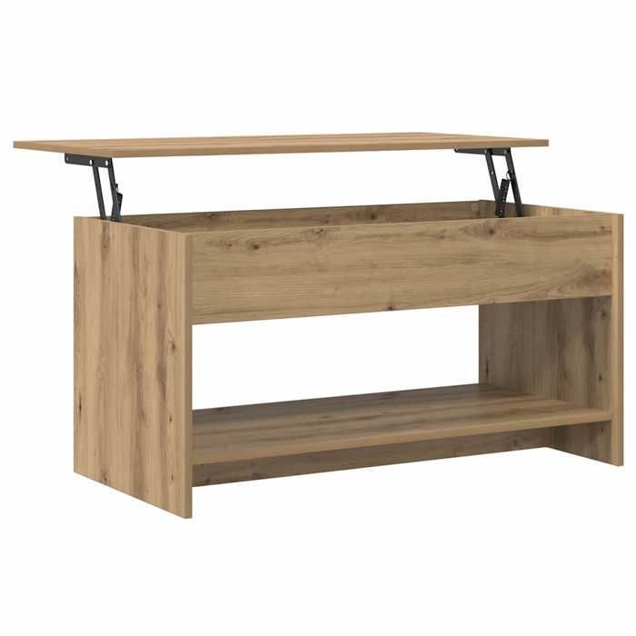 Mesa de centro vidaXL, roble artesanal, 102 x 50 x 52,5 cm