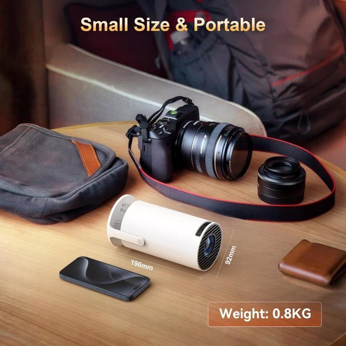 Mini Projector 2025 Android 13.0 4K 1080P Supported Video Projector, Portable Video Projector with Wifi6 and Bluetooth, Auto Keystone, 180