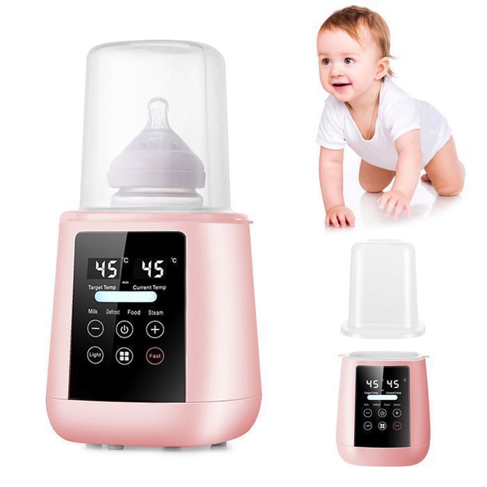 Calentador y esterilizador de biberones 6 en 1 con temporizador digital, control inteligente de temperatura y apagado automático.