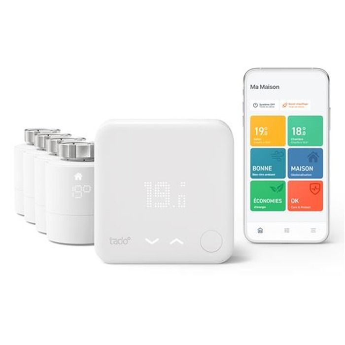 Thermostat connecté Tado V3+ kit de démarrage filaire 4 têtes