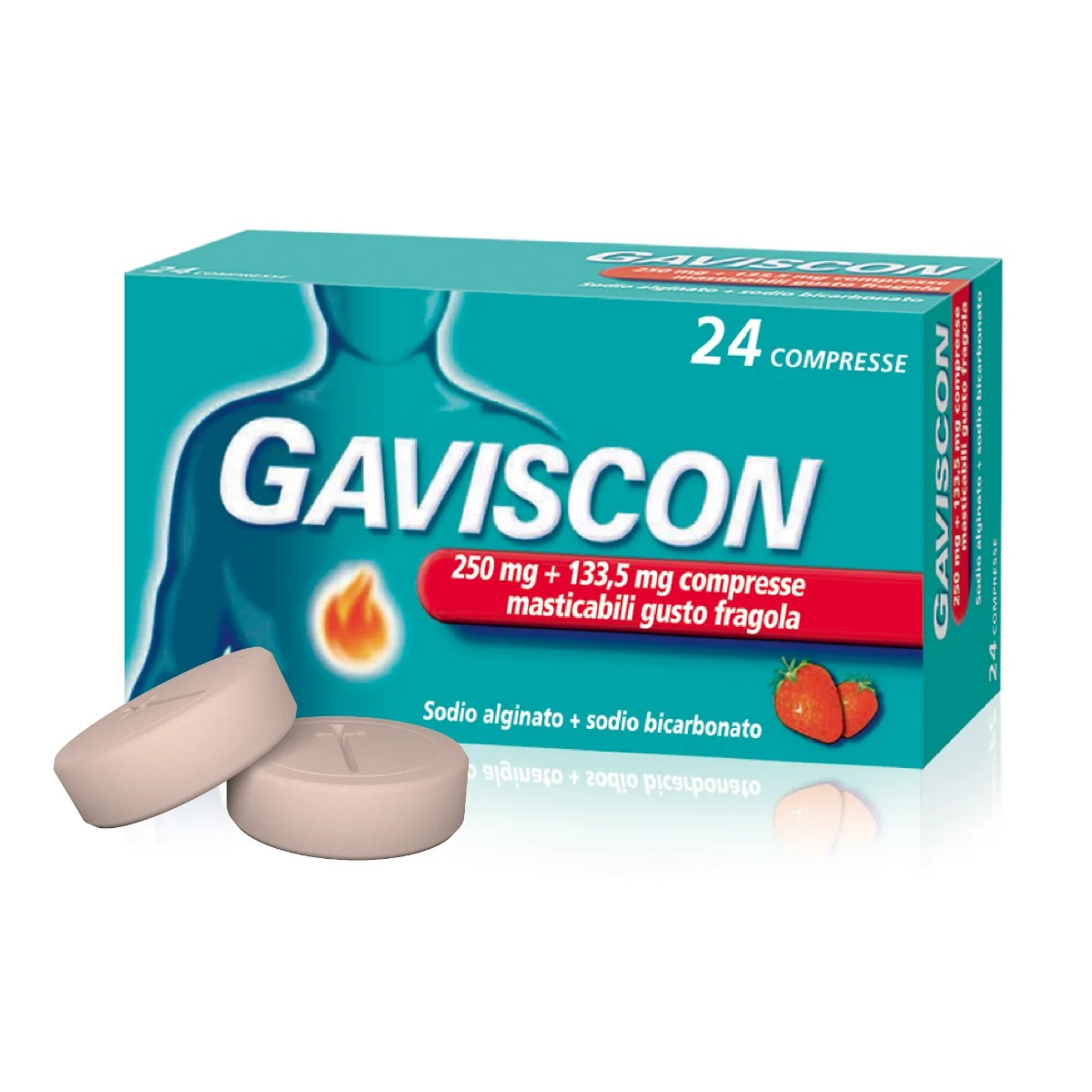 GAVISCON Comprimés à croquer Gaviscon, arôme fraise, 24 comprimés contre les brûlures d'estomac