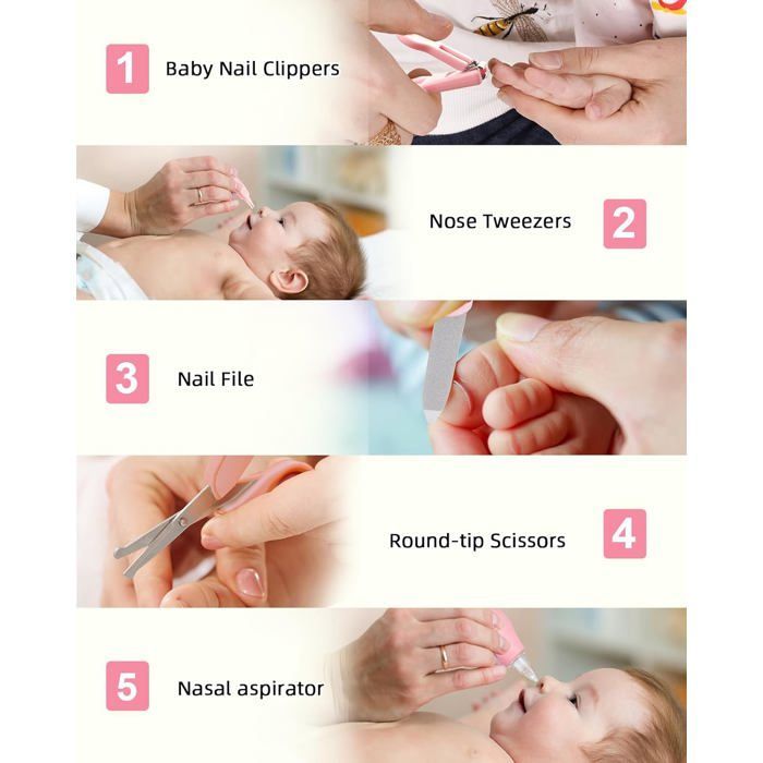 Kit de cuidado para bebés Lictin de 12 piezas, neceser para bebés, kit de cuidado para recién nacidos, libre de BPA para viajes.