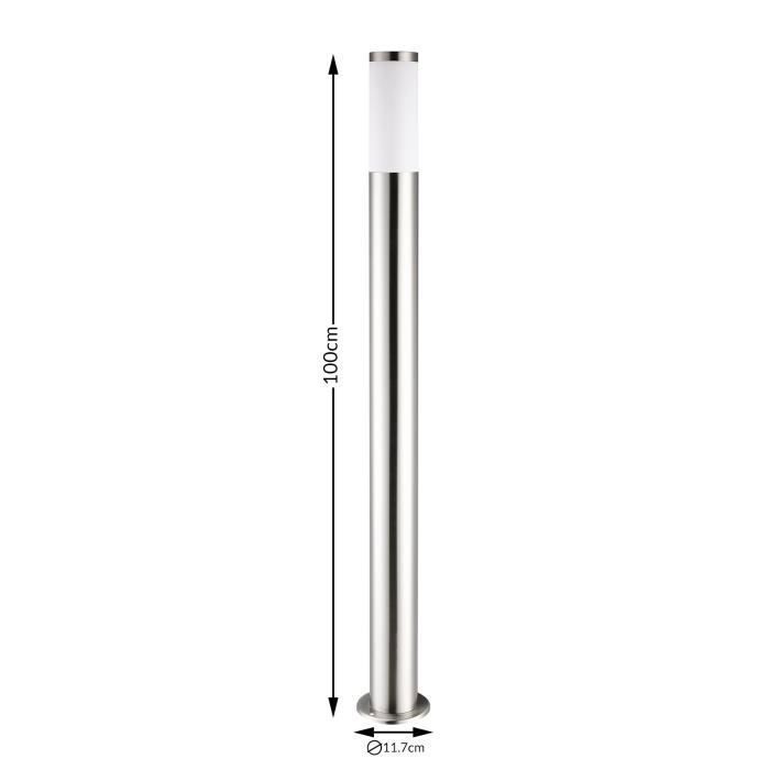 Moderne staande lamp van 100 cm, buitenlamp, E27 fitting, roestvrijstalen tuinlamp - zilver