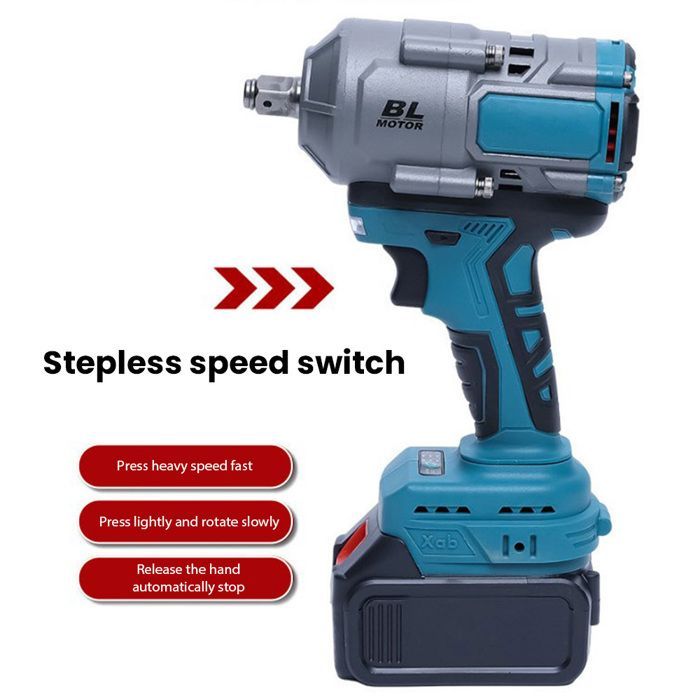 Avvitatore a impulsi elettrico senza fili, coppia di 3000 Nm, velocità variabile, ideale per riparazioni domestiche e progetti fai da te.