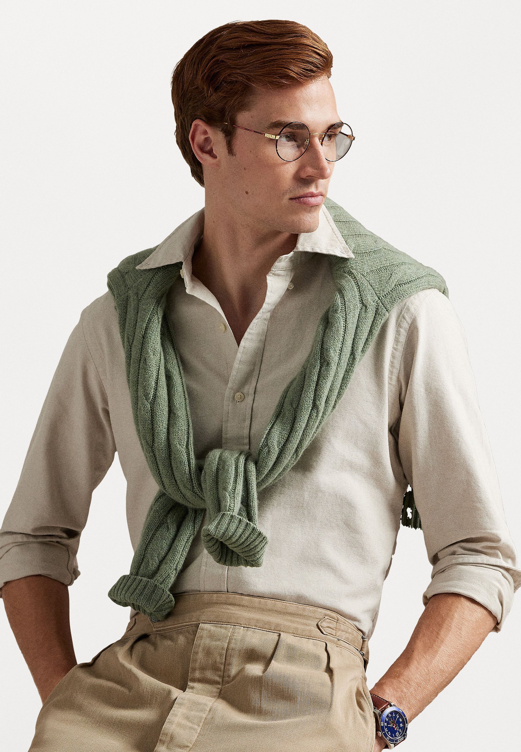 Koszula Polo Ralph Lauren CUSTOM FIT OXFORD - Koszula - beż nadmorski