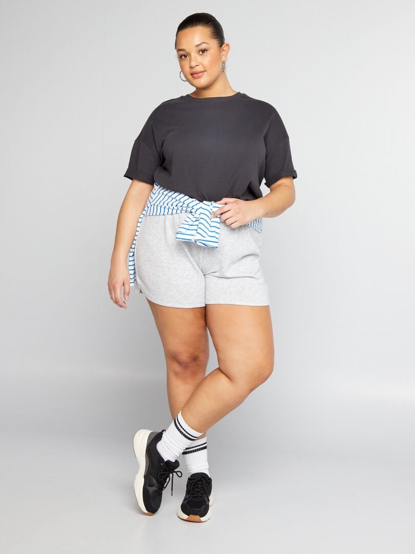 Basic T-shirt met verlaagde schouders - ZWART