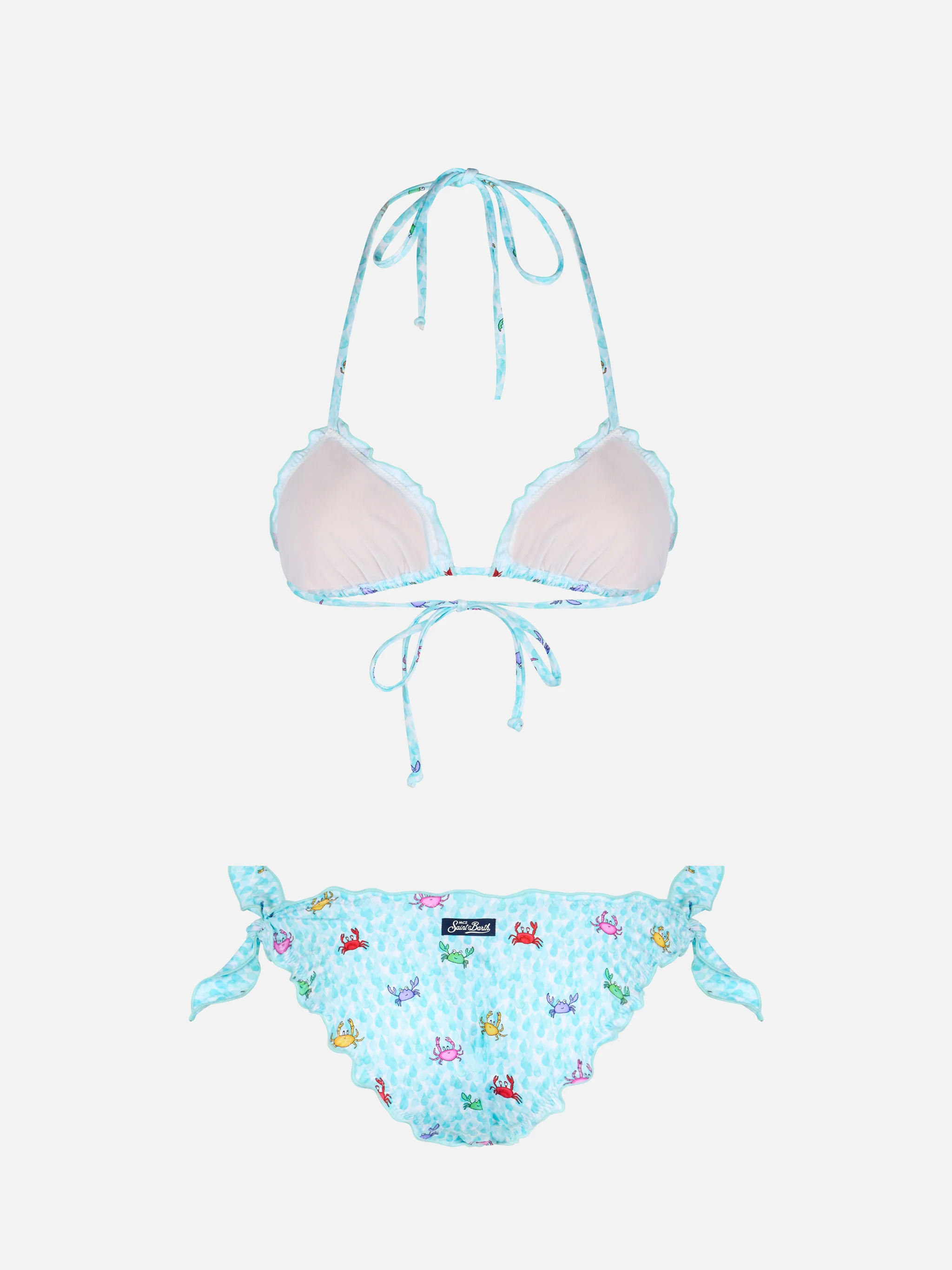 Damesbikini Sarius | Verschuifbaar driehoekig topje & verstelbaar broekje | Krabbenprint | Saint Barth