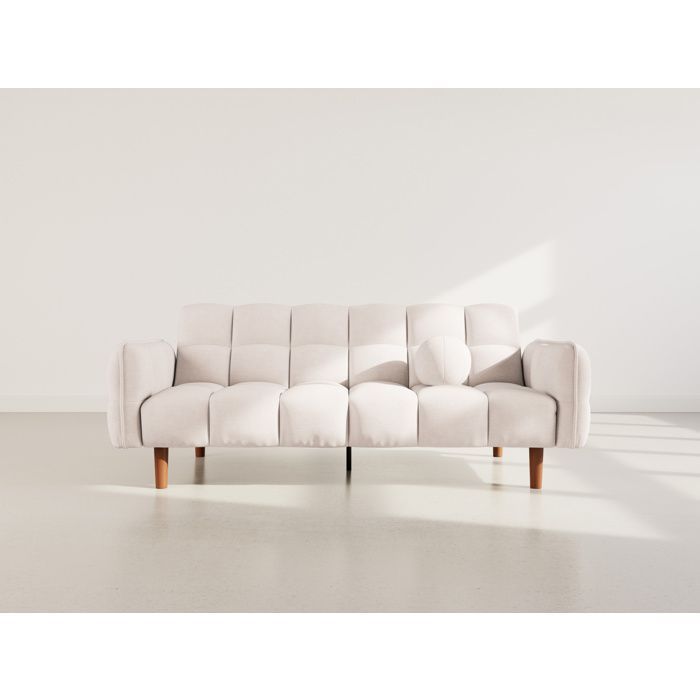 Adam - Divano letto a 2 posti con meccanismo click-clack in tessuto testurizzato - Beige