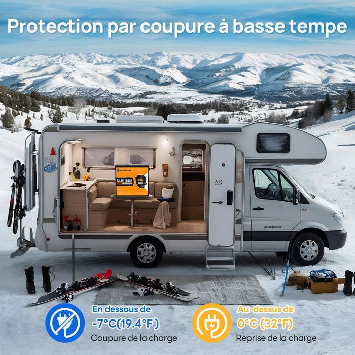 Milieuvriendelijke 12V 150AH lithium LiFePO4-accu met Bluetooth, 120A BMS, meer dan 6000 laadcycli, voor campers en zonne-energiesystemen.