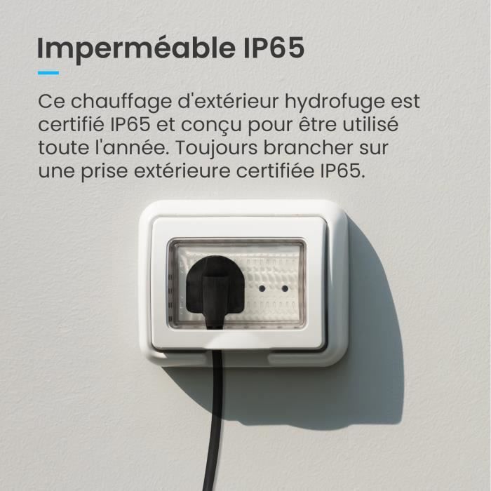 Calefactor infrarrojo para exteriores Pro Breeze de 2000 W - Radiador eléctrico de pared con 3 niveles de intensidad, resistente al agua IP65.
