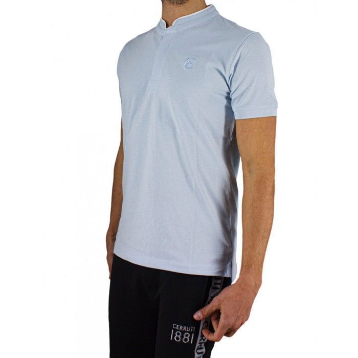Cerruti 1881 Polo manches courtes col mao New Firenza Bleu Ciel Homme