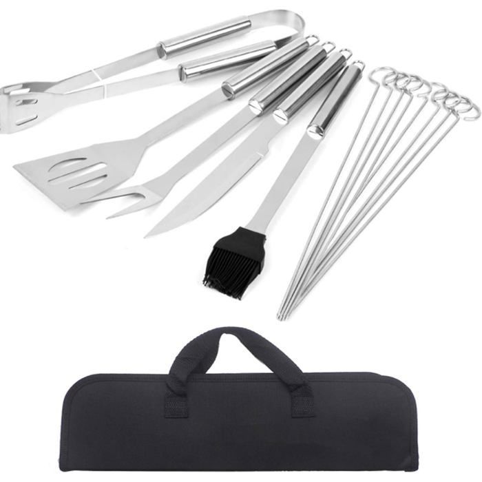 Outil de Barbecue - Outils de Barbecue en Acier Inoxydable Barbecue Accessoire Kit Barbecue Portable avec étui de Transport