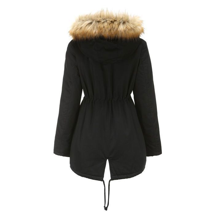 Femme Veste Tempérament Chic Doudoune Blousons Fermeture Éclair Manteau À Capuche Court Élégante Collier Col De Fourrure Hiver Cha