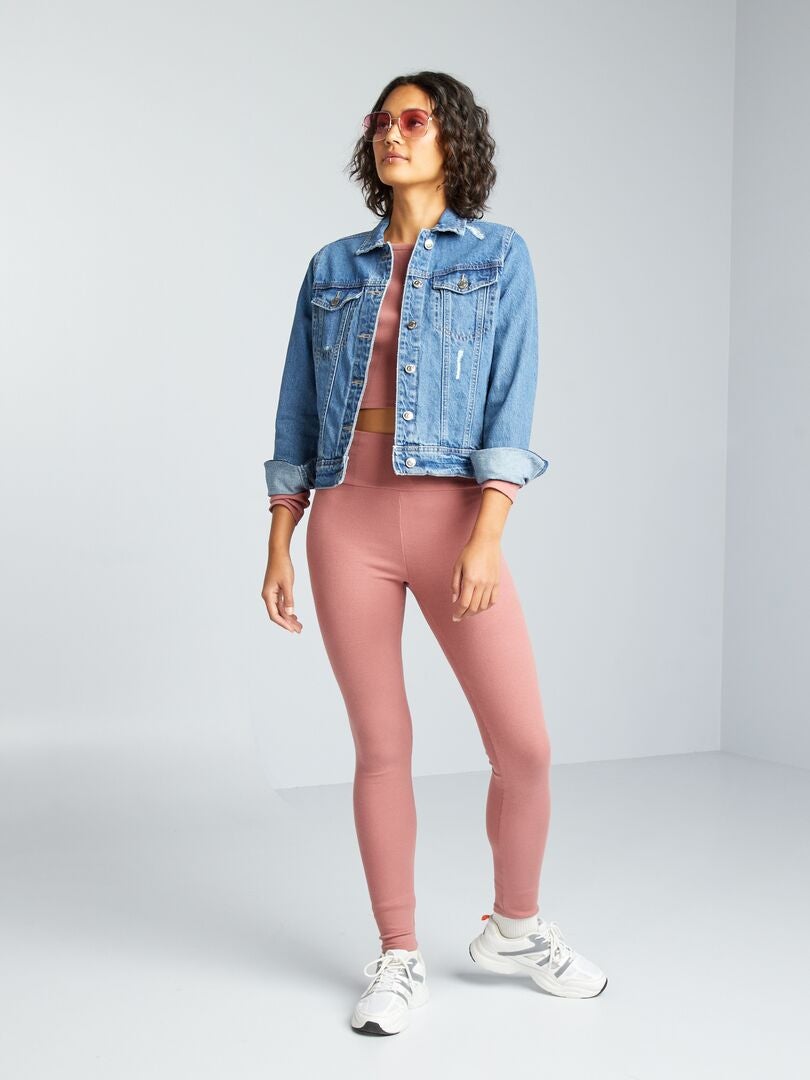 Camiseta cropped canelada - ROSA