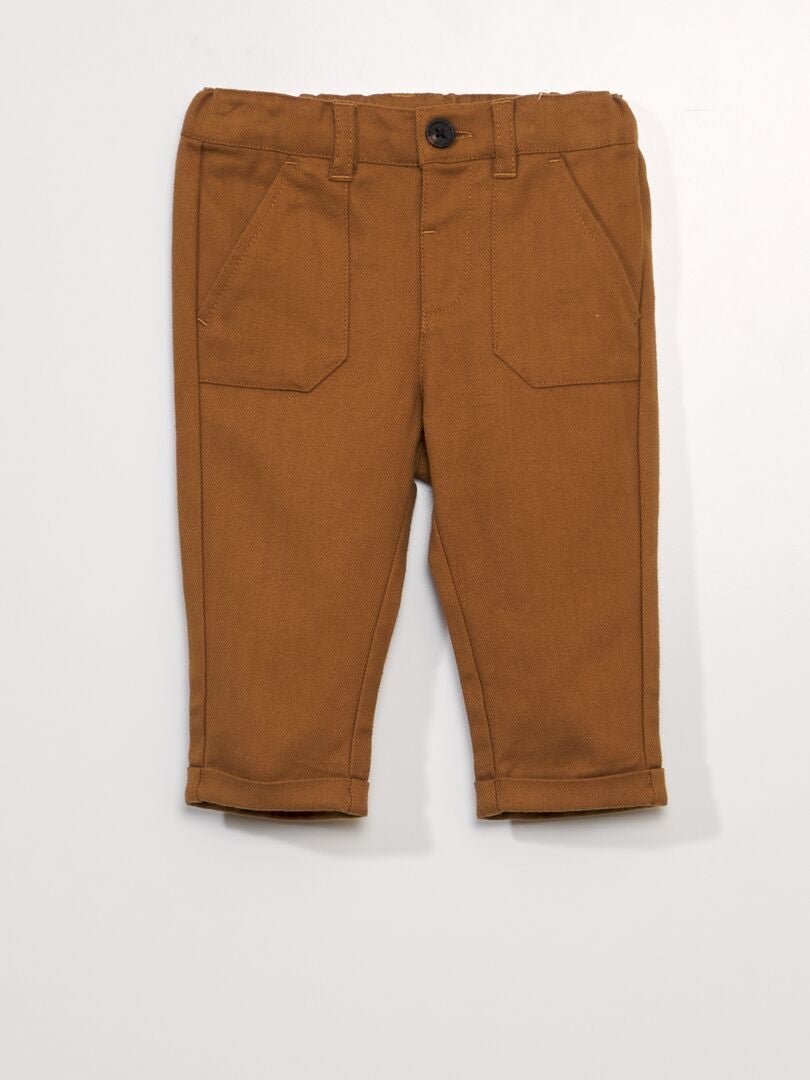 Tweedelig pak - overhemd met mandarijnkraag + chino broek - BEIGE